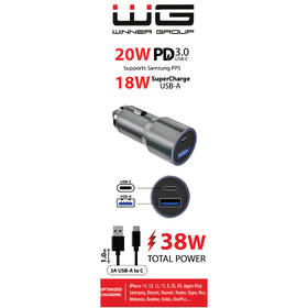 Adaptér do auta WG USB/USB-C, 38W + USB-C kabel 1m stříbrný

 obrázek produktu 1 z 1