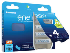 Baterie nabíjecí Panasonic Eneloop AA, HR06, 2000mAh, Ni-MH, blistr 4ks + Cestovní pouzdro na 4ks nabíjecích baterii 

 obrázek produktu 3 z 4