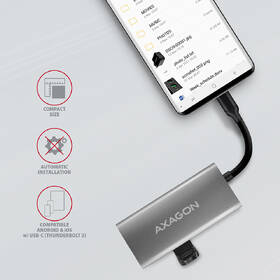 USB Hub Axagon USB 3.2 Gen 2 10 Gb/s hub, 2x USB-A, 2x USB-C, kabel USB-C 13cm šedý

 obrázek produktu 4 z 5