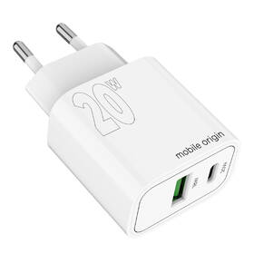 Nabíječka do sítě Mobile Origin 1x USB-A/2x USB-C PD20W bílá barva
