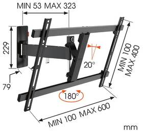 Držák TV Vogel’s W52080 polohovatelný, pro úhlopříčky 40" až 65", nosnost 30 kg černý

 obrázek produktu 5 z 5
