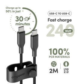 Kabel PanzerGlass empower USB-C/USB-C, 240 W, 2m černý

 obrázek produktu 4 z 6