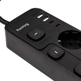 Kabel prodlužovací Huslog 15W 4xzásuvka, 2xUSB-C, 2xUSB, 5x vypínač černý

 obrázek produktu 7 z 10