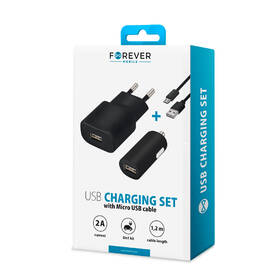 Nabíječka do sítě Forever 1x USB + adaptér do auta 1x USB + Micro USB kabel 1,2m černá

 obrázek produktu 5 z 5