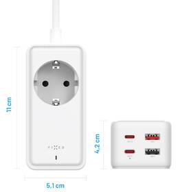 Kabel prodlužovací FIXED Charging Strip 2x USB-C a 2x USB, GaN III, PD 65W, 1,5 m bílý

 obrázek produktu 6 z 11