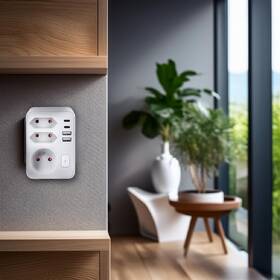 Rozbočovací zásuvka Solight 1x 16A + 2x 2,5A, 2xUSB A+C rychlonabíječka 20W PD, vypínač bílá

 obrázek produktu 2 z 3