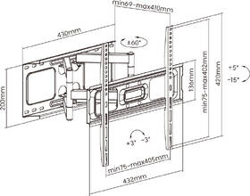 Držák TV STELL SHO 5610, polohovatelný, pro úhlopříčky 32" až 70", nosnost 45 kg černá barva
