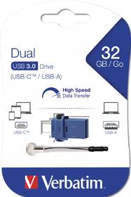 USB Flash Verbatim Dual Drive 32GB USB 3.2/USB-C černý/modrý

 obrázek produktu 3 z 3