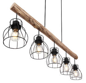 Závěsné svítidlo GLOBO Mina, 5xE27, 40W černé/dřevo

 obrázek produktu 3 z 4