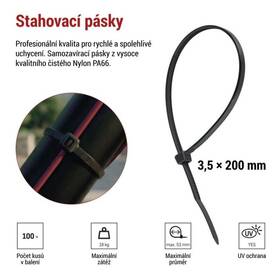Stahovací pásky EMOS 200×3,5MM, 100KS černé

 obrázek produktu 5 z 10