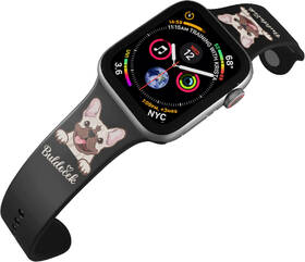Řemínek Mi-Band na Apple Watch 42/44/45/49 mm - motiv Buldoček na černé, černý 

 obrázek produktu 3 z 3