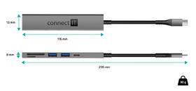 USB Hub Connect IT CompactPRO USB-C + čtečka karet, (2xUSB-A 3.0, 1xUSB-C) antracitový

 obrázek produktu 3 z 5