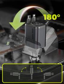 Adaptér do auta Mobile Origin 4in1 50W CA28 - USB-C + USB-A, USB-C, Lightning kabel šedý

 obrázek produktu 7 z 10