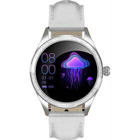 Chytré hodinky ARMODD Candywatch Crystal 2 stříbrná s bílým koženým řemínkem 

 obrázek produktu 2 z 3