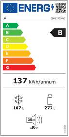 Chladnička s mrazničkou LG GBP62PZNBC stříbrná barva
