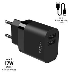 Nabíječka do sítě FIXED 17W Smart Rapid Charge, 2x USB + USB-C kabel 1m černá

 obrázek produktu 1 z 7
