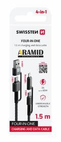 Kabel Swissten ARAMID REINFORCED 4v1, USB-C/USB, USB-C/Lightning, 1,5 m antracitový

 obrázek produktu 3 z 3