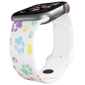 Řemínek Mi-Band na Apple Watch 42/44/45/49 mm - motiv Barevné pacičky, bílý 

 obrázek produktu 2 z 3