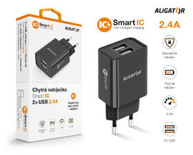 Nabíječka do sítě Aligator 2,4A, 2xUSB, smart IC černá

 obrázek produktu 3 z 3