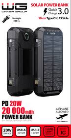 Powerbanka WG 20000 mAh, solární se svítilnou a kompasem černá

 obrázek produktu 7 z 7
