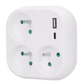 Rozbočovací zásuvka Solight 3x16A, USB A+C rychlonabíječka 20W bílá

 obrázek produktu 2 z 5