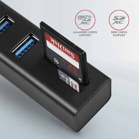 USB Hub Axagon USB 3.2 Gen 1 hub, 3x USB-A + čtečka karet SD/microSD, kabel USB-A 20cm černý

 obrázek produktu 2 z 5