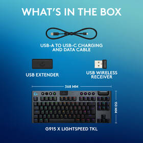 Klávesnice Logitech G915 X Lightspeed TKL Wireless, US layout černá barva
