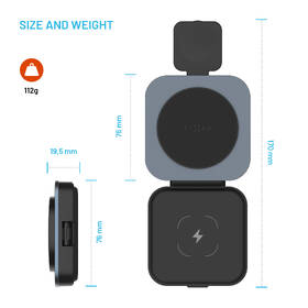 Bezdrátová nabíječka FIXED MagFlex Alu 3v1 černá barva
