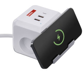 Kabel prodlužovací EMOS kostka, 2x zásuvka, 2×USB-A + 1×USB-C+ bezdrátové nabíjení, 2m bílý

 obrázek produktu 4 z 9
