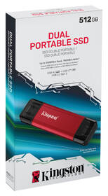 SSD externí Kingston Dual Portable 512GB, USB-A/C, USB 3.2 Gen 2 černý/červený

 obrázek produktu 3 z 4