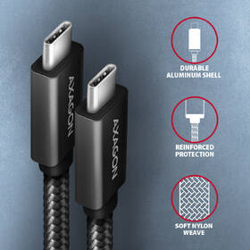 Kabel Axagon SPEED+ USB-C / USB-C, 2m,PD 100W, 4K HD, pletený černý

 obrázek produktu 2 z 6