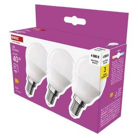 Žárovka LED EMOS Classic mini globe, 4,2W, 470lm, E14, neutrální bílá (3 ks) 

 obrázek produktu 2 z 3