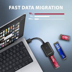 Adaptér Axagon USB 3.2 Gen 2 - M.2 NVMe & SATA SSD, kabel 10cm černý

 obrázek produktu 2 z 5