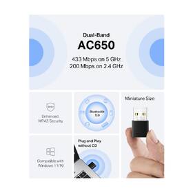 Wi-Fi adaptér Mercusys MA20NB, AC650 Nano Wi-Fi Bluetooth černý

 obrázek produktu 3 z 8