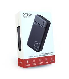 Powerbanka C-Tech 30000 mAh, Li-Pol, 20W, USB-C/USB-A/micro USB černá

 obrázek produktu 5 z 5
