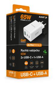 Nabíječka do sítě Aligator Power Delivery 65W, GaN, 1× USB-A + 2× USB-C bílá

 obrázek produktu 4 z 4