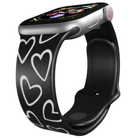 Řemínek Mi-Band na Apple Watch 42/44/45/49 mm - motiv Srdce černobílá, černý 

 obrázek produktu 2 z 3