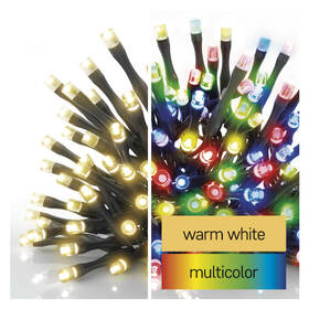Vánoční osvětlení EMOS 100 LED řetěz 2v1, 10 m, venkovní i vnitřní, teplá bílá/multicolor, programy 

 obrázek produktu 3 z 7