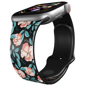 Řemínek Mi-Band na Apple Watch 42/44/45/49 mm - motiv Červené květiny, černý 

 obrázek produktu 2 z 3