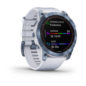 Chytré hodinky Garmin fenix 7X Sapphire Solar - Titan Blue/White Silicone Band 

