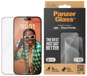 Tvrzené sklo PanzerGlass Ultra-Wide Fit na Apple iPhone 15 Pro Max s instalačním rámečkem 

 obrázek produktu 2 z 8