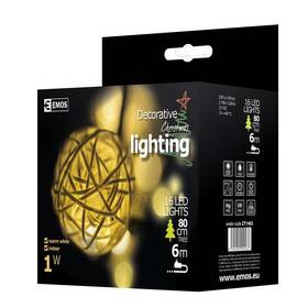 Vánoční osvětlení EMOS 16 LED, 3m, řetěz (koule), teplá bílá, vnitřní použití 

 obrázek produktu 8 z 8