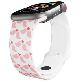 Řemínek Mi-Band na Apple Watch 42/44/45/49 mm - motiv Ptáčci se srdíčkem, bílý 

 obrázek produktu 2 z 3