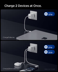 Nabíječka do sítě Spigen Essential 47W 2xUSB-C bílá

 obrázek produktu 4 z 8
