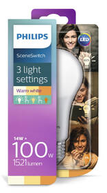 Žárovka LED Philips SceneSwitch, klasik, 3,5 – 7 – 14 W, E27, teplá bílá 

 obrázek produktu 1 z 1