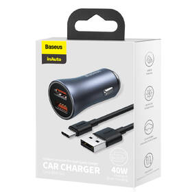 Adaptér do auta Baseus Golden Contactor Pro Dual 2xUSB 40W s kabelem USB/USB-C 1m šedý

 obrázek produktu 15 z 16