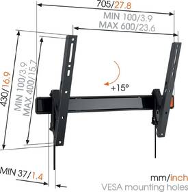 Držák TV Vogel’s W50810 výklopný, pro úhlopříčky 40" až 65", nosnost 40 kg černý

 obrázek produktu 4 z 4