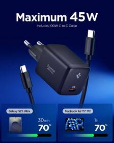 Nabíječka do sítě Spigen Essential 45W, USB-C + USB-C kabel černá

 obrázek produktu 1 z 6