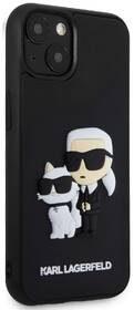 Kryt na mobil Karl Lagerfeld 3D Rubber Karl and Choupette na Apple iPhone 14 černá barva
