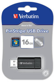 USB Flash Verbatim PinStripe 16GB černá barva
